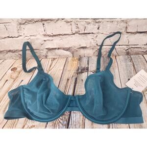 Auden Teal Blue Bra 36A Smooth Unlined Comfort Wire Demi Coverage Bra